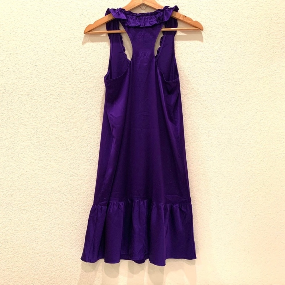 🆕 Express Elegant Racer Back Ruffles Silk Dress - Picture 3 of 4